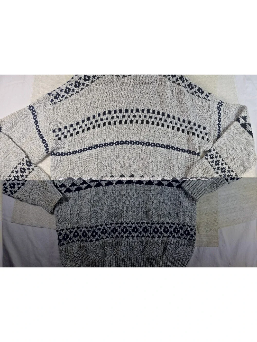 Vintage Peconic Bay Traders Cotton Knit Sweater XL Fair Isle Geometric USA Made
